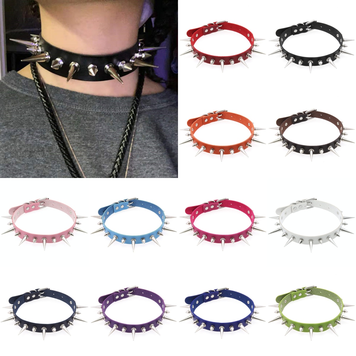 Women'S Emo Accessories - Женское колье-чокер с пластиковыми заклепками, 12